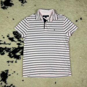 Tommy Hilfiger Pink and Navy Short Sleeve Collared Polo Size XS
